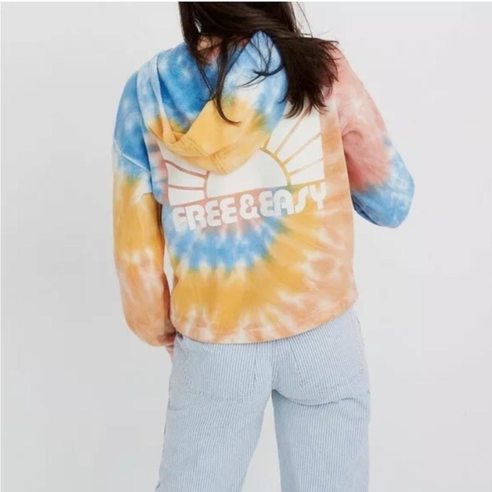 FREE & EASY x MADEWELL Bright‎ Tie-Dye Organic Cotton Hoodie Sweatshirt XXS